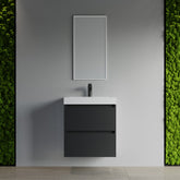 Dowell 24" Wall-Mounted Floating Bathroom Vanity – Pre-Assembled, White/Black, with Two Drawers and a Single Basin- 004 24 Series